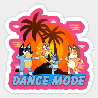 Bluey Dance Mode Sunset Beach Sticker